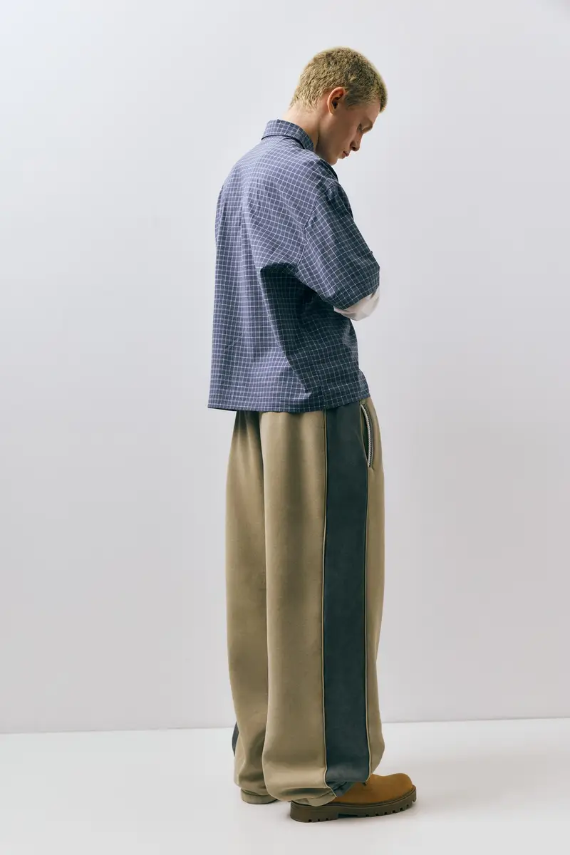 Camicia A Quadri A Doppia Manica Azzurro miniatura 3