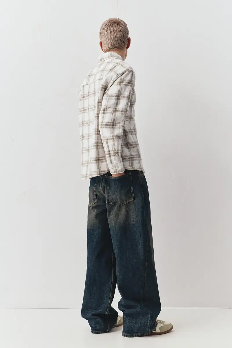 Camicia A Quadri A Maniche Lunghe Bianco rotto miniatura 3