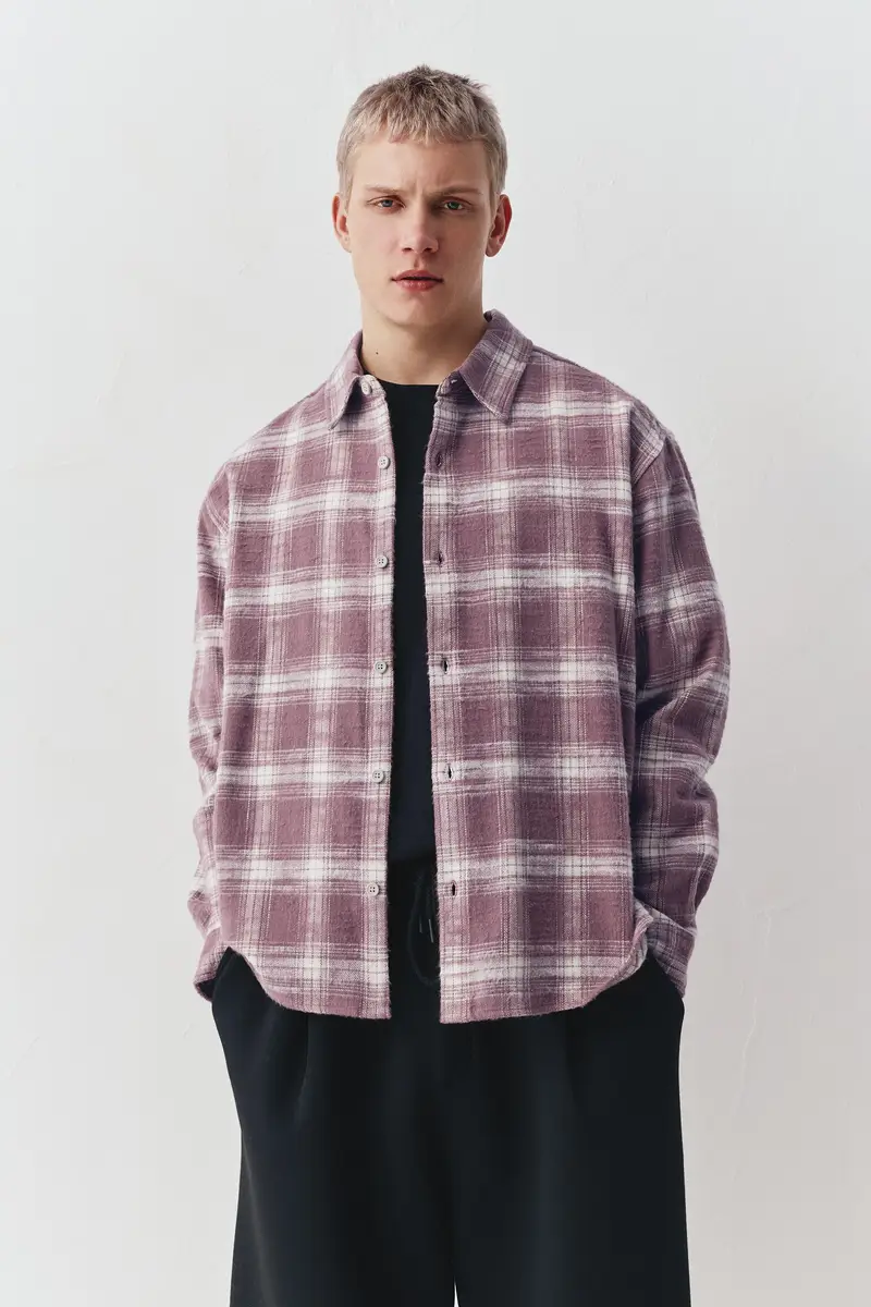 Camicia A Quadri A Maniche Lunghe Rossiccio miniatura 2