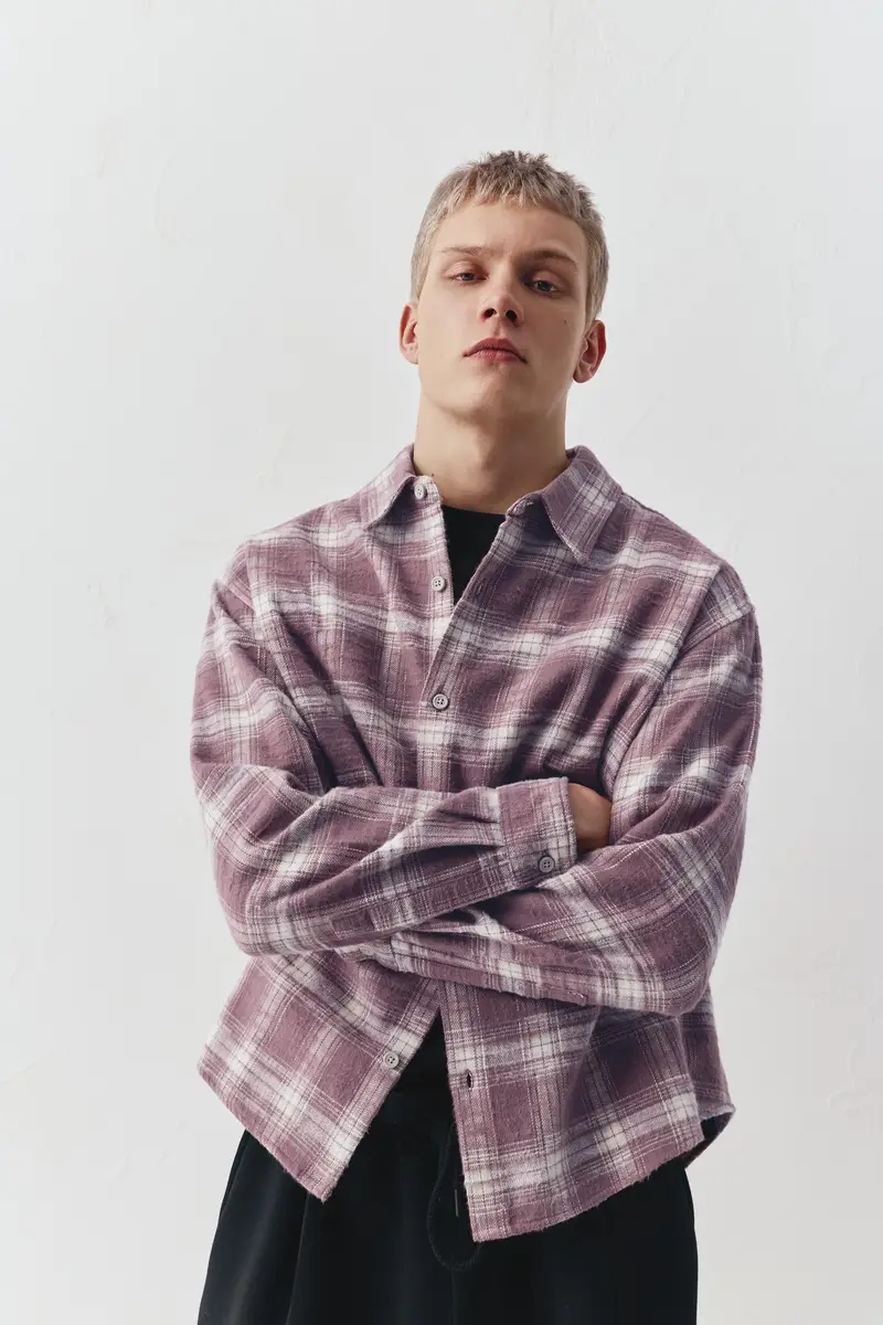 Camicia A Quadri A Maniche Lunghe Rossiccio