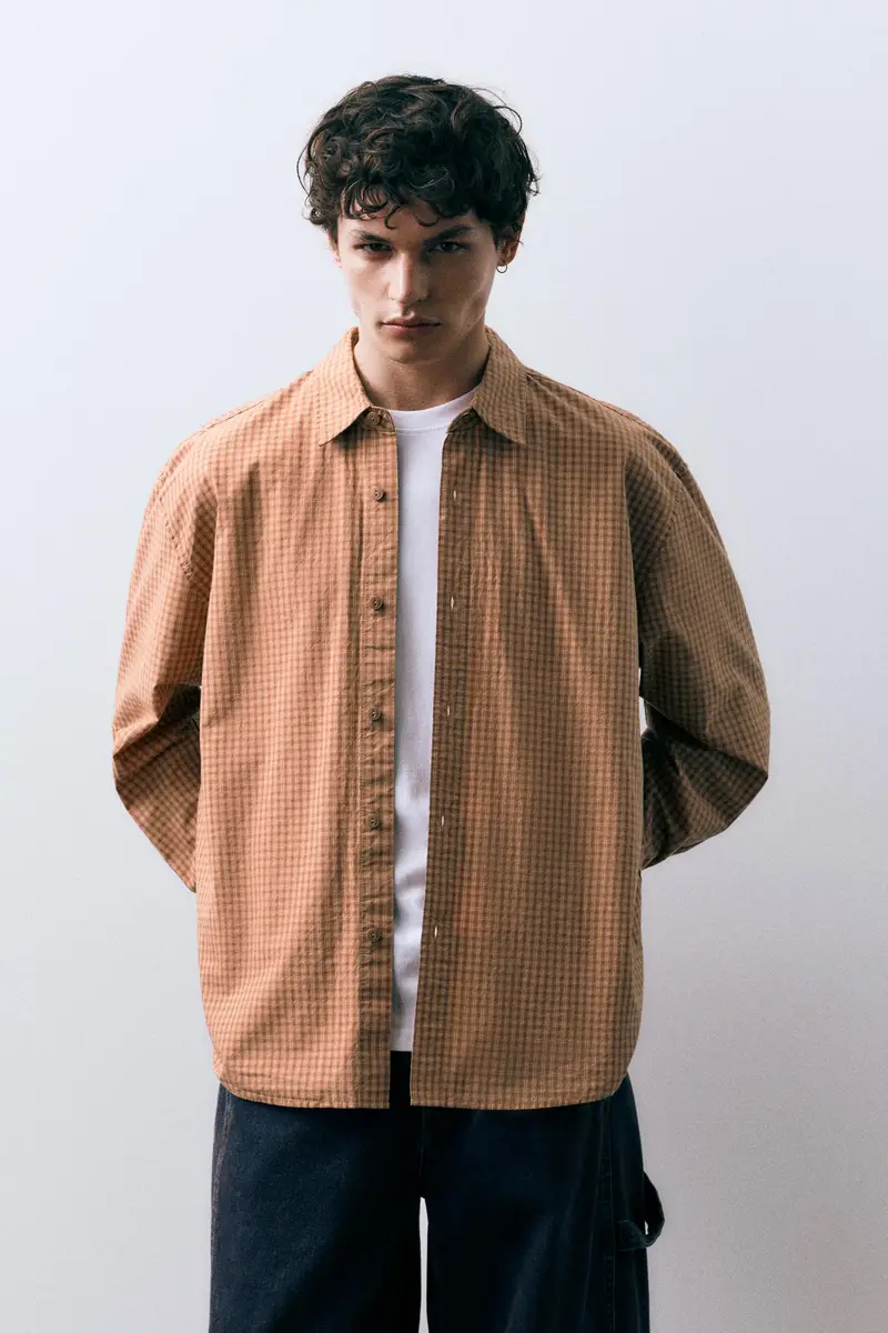 Camicia A Quadri Arancione miniatura 2