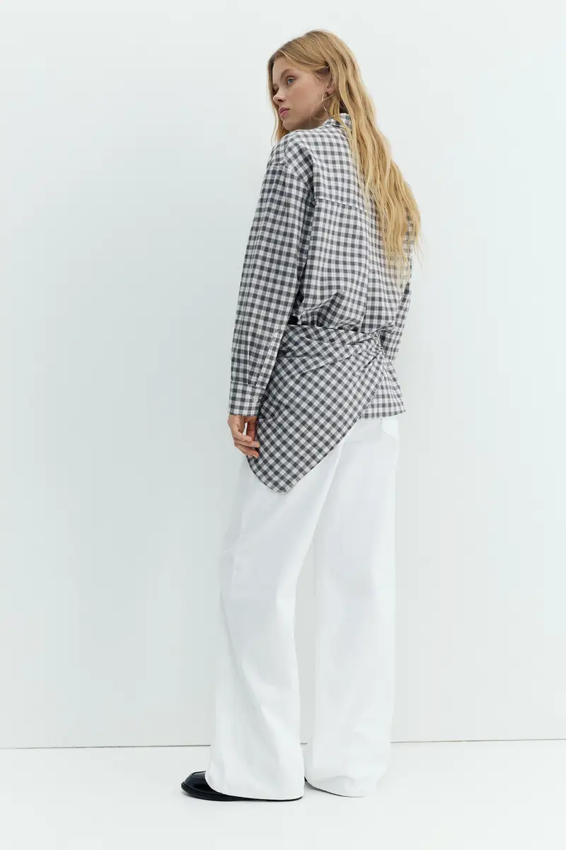 Camicia A Quadri Con Bandana In Vita Grigio miniatura 2