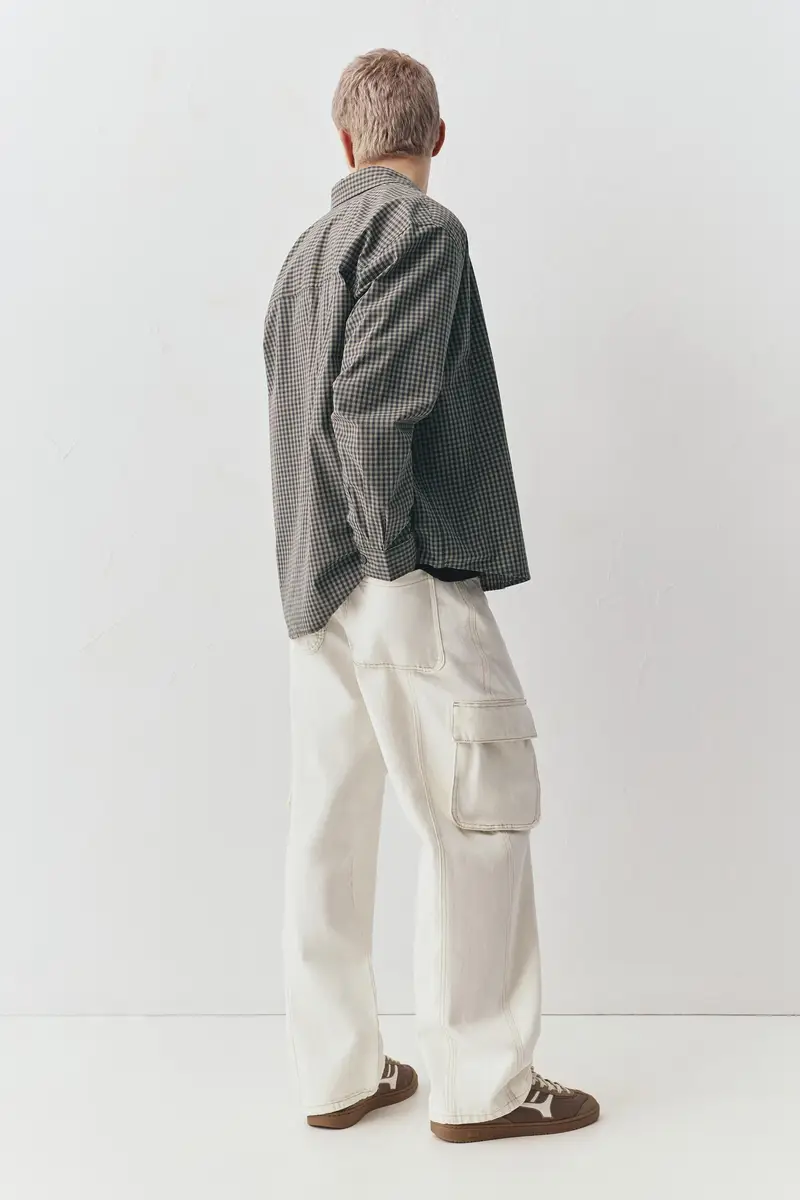 Camicia A Quadri Maniche Lunghe Verde miniatura 3