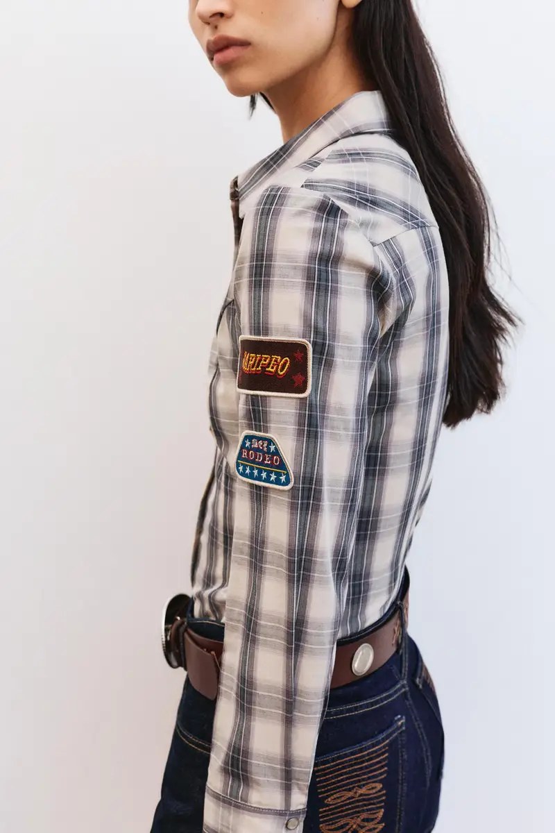 Camicia A Quadri Montserrat Messeguer Sabbia miniatura 3