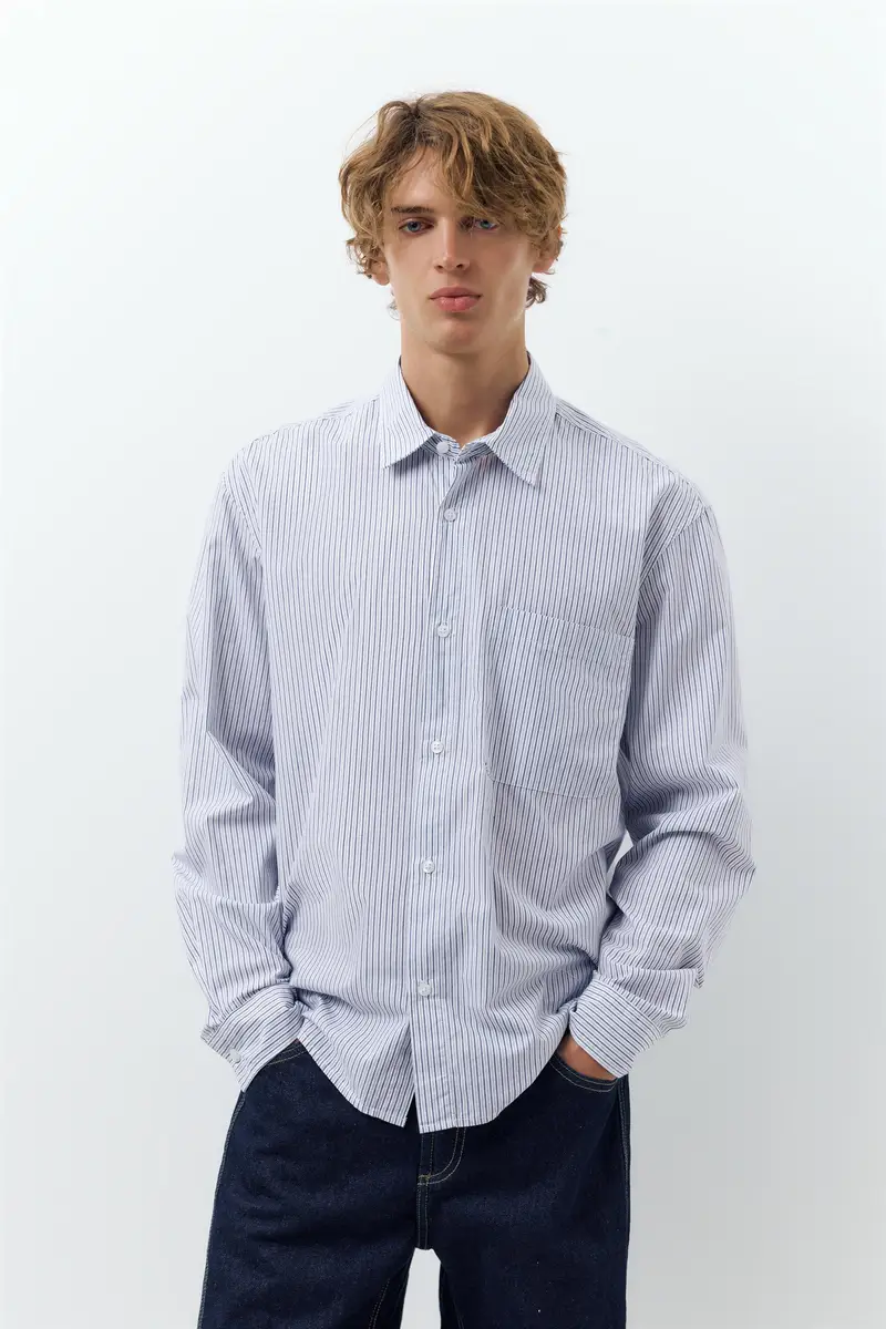 Camicia A Righe A Maniche Lunghe