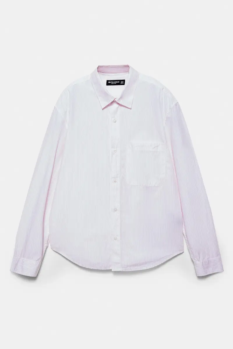 Camicia A Righe A Maniche Lunghe Rosa