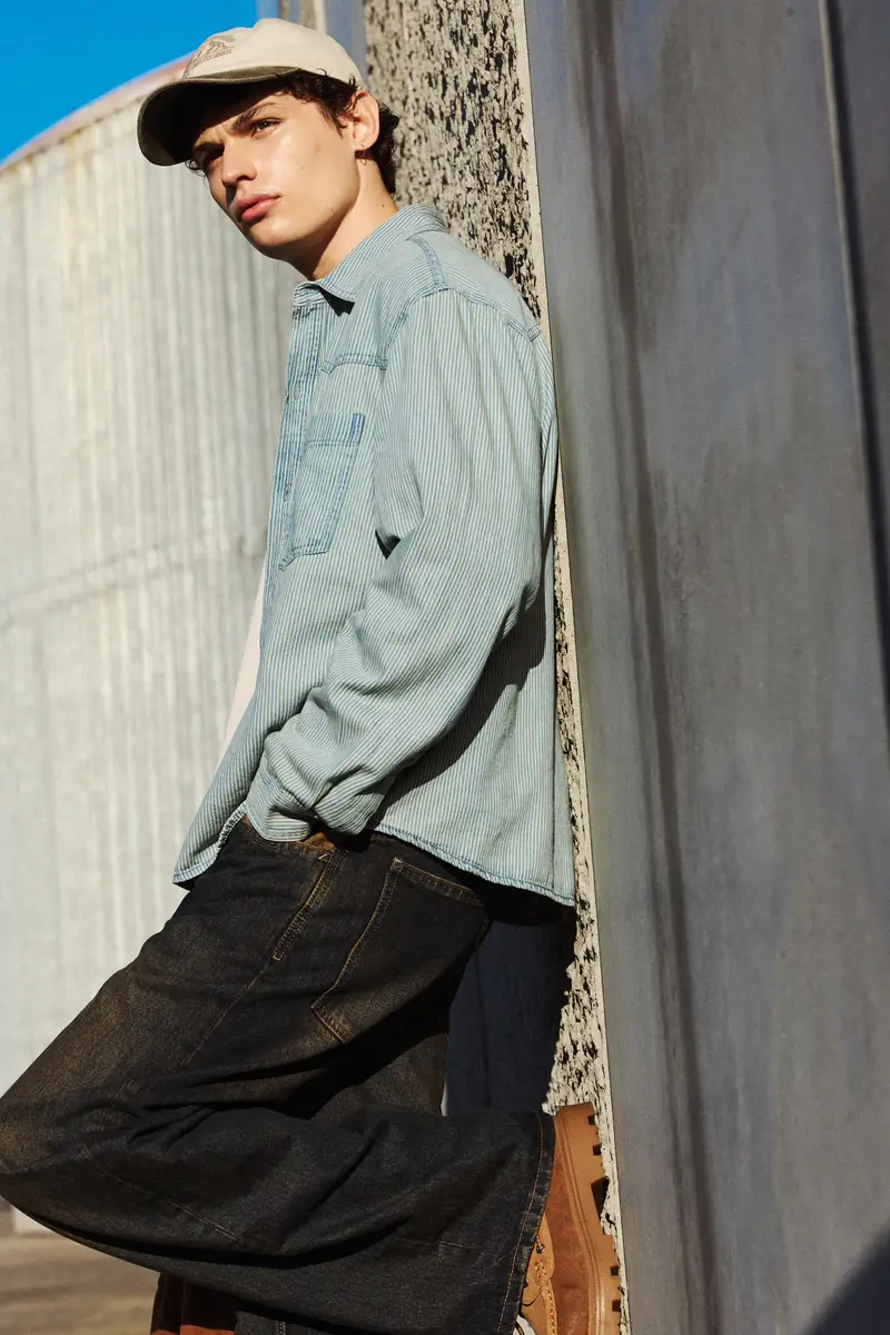 Camicia A Righe Cowboy Azzurro