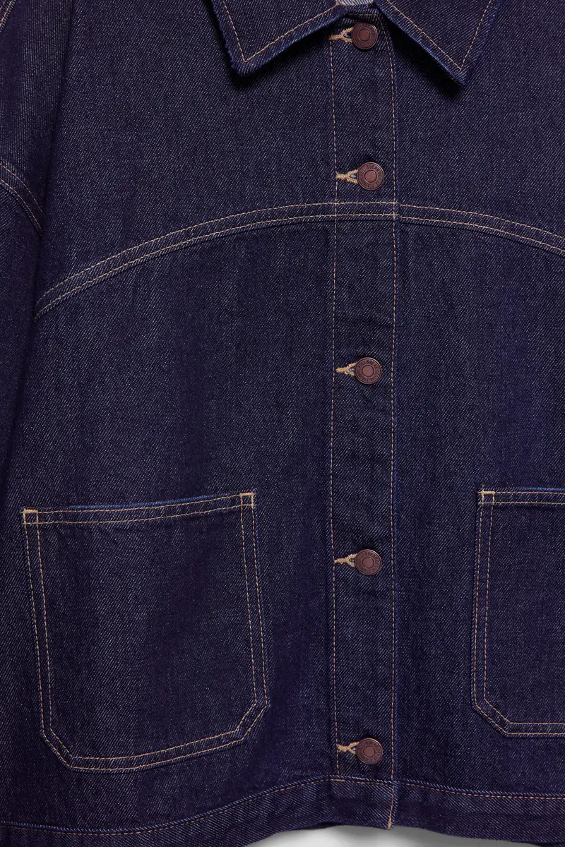 Camicia Denim Boxy Blu marino miniatura 3