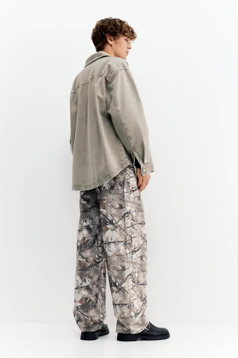 Camicia Denim Con Finitura Lavata Grigio miniatura 3