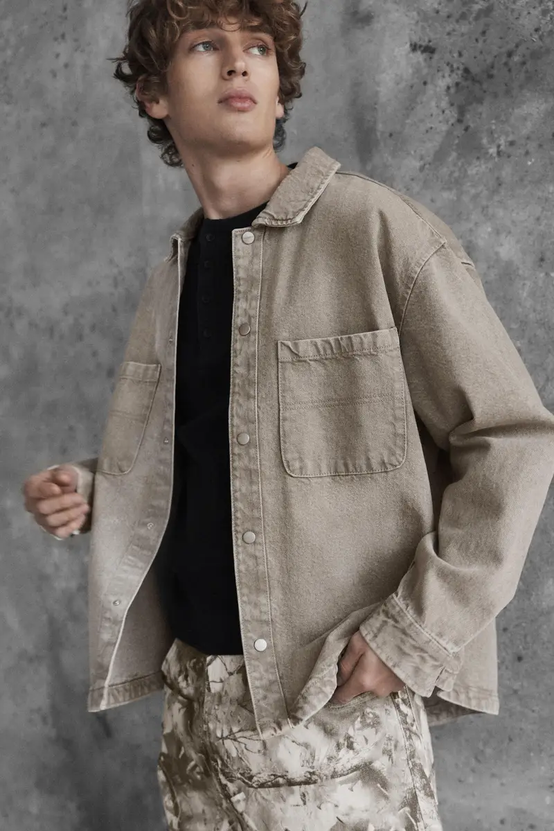 Camicia Denim Con Finitura Lavata Grigio