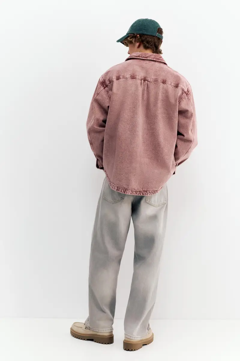 Camicia Denim Con Finitura Lavata Rosso miniatura 2