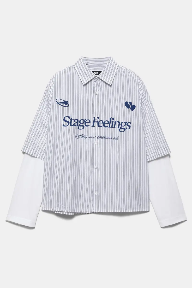 Camicia Doppia Manica Grafica A righe miniatura 2