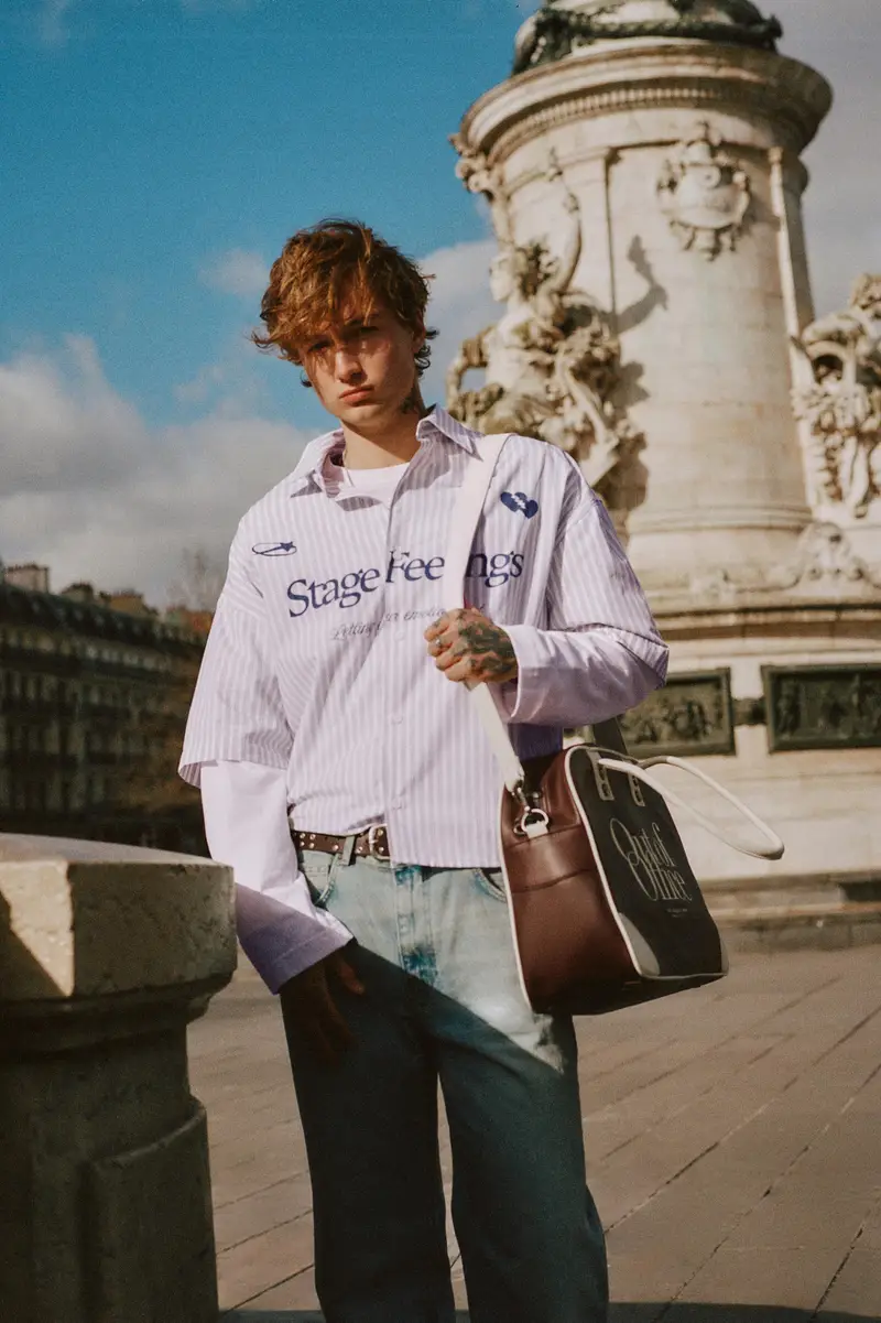 Camicia Doppia Manica Grafica A righe