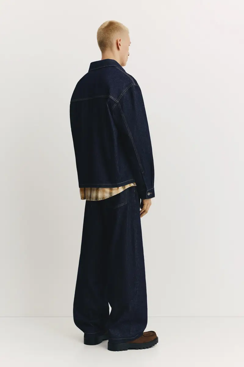 Pull&bear Maglia in Denim Blu Marino con Tasche miniatura 3