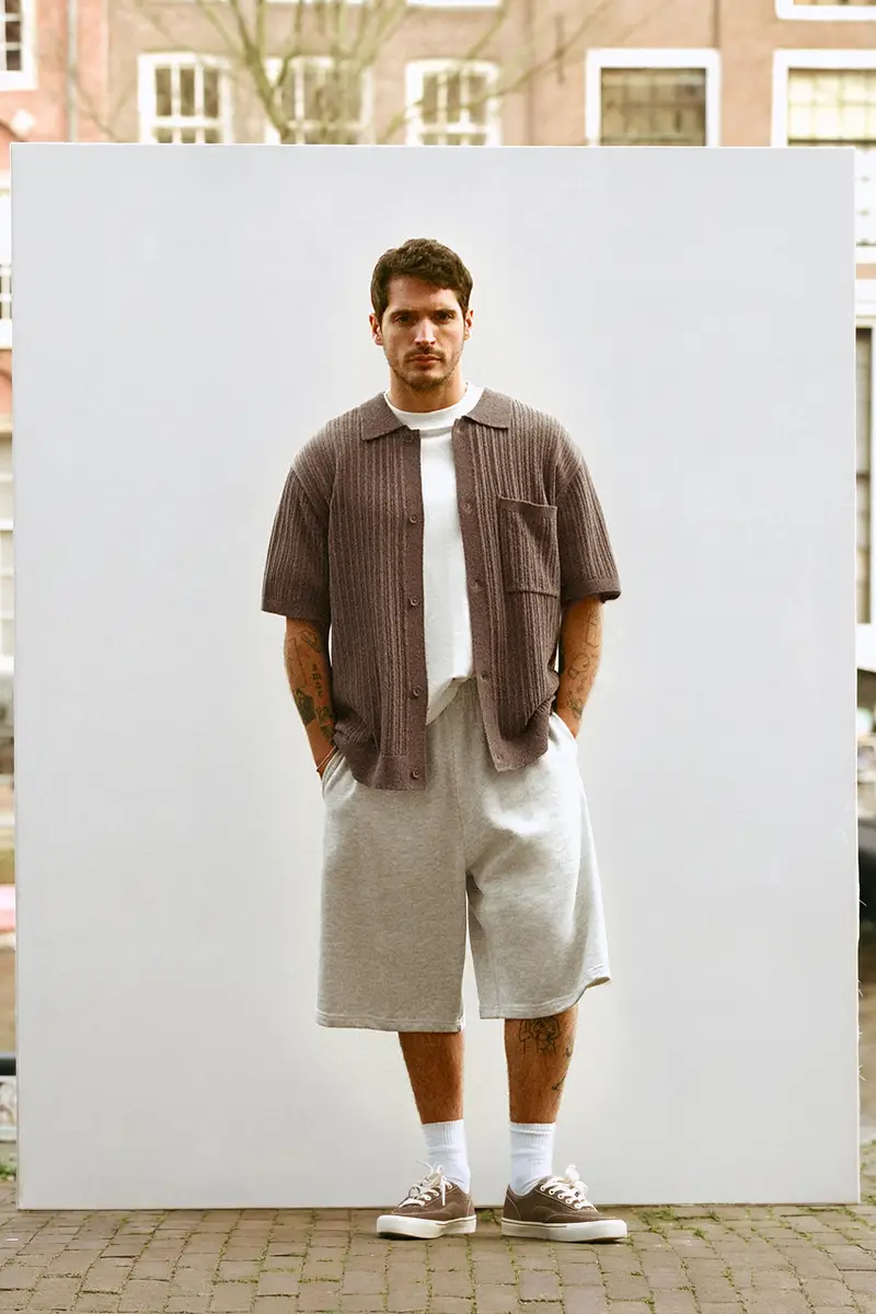 Camicia In Maglia A Maniche Corte Marrone