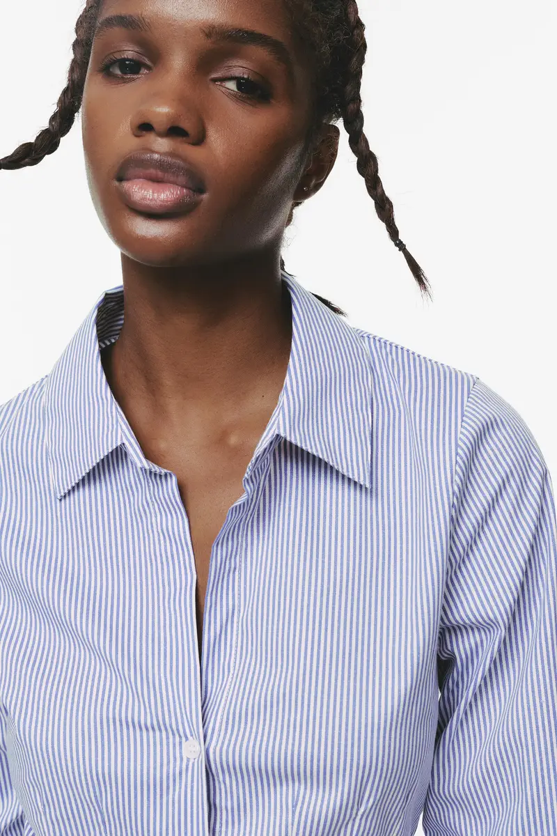 Camicia In Popeline Aderente Con Pinces A righe miniatura 3