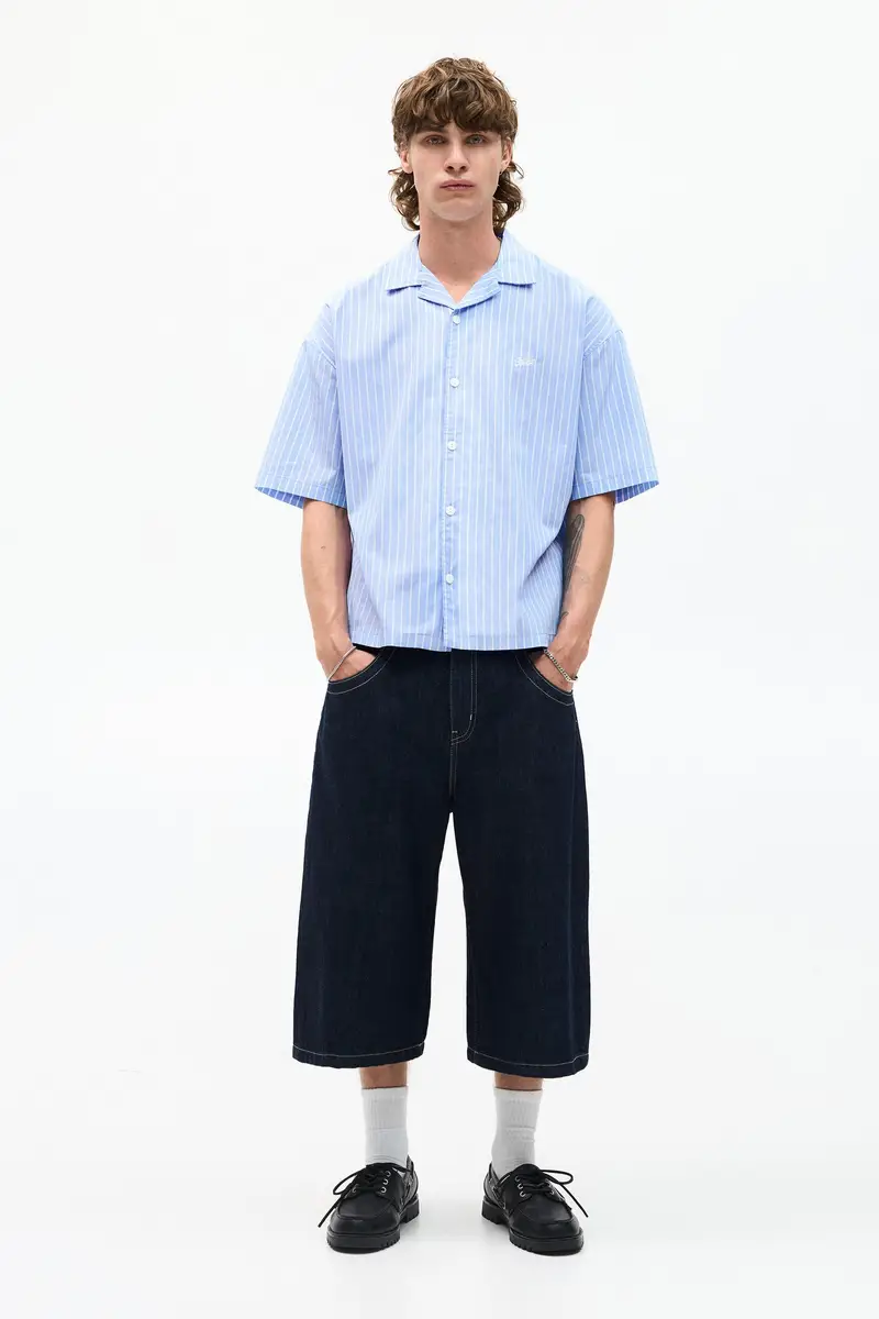 Camicia Maniche Corte A Righe Stwd Azzurro chiaro