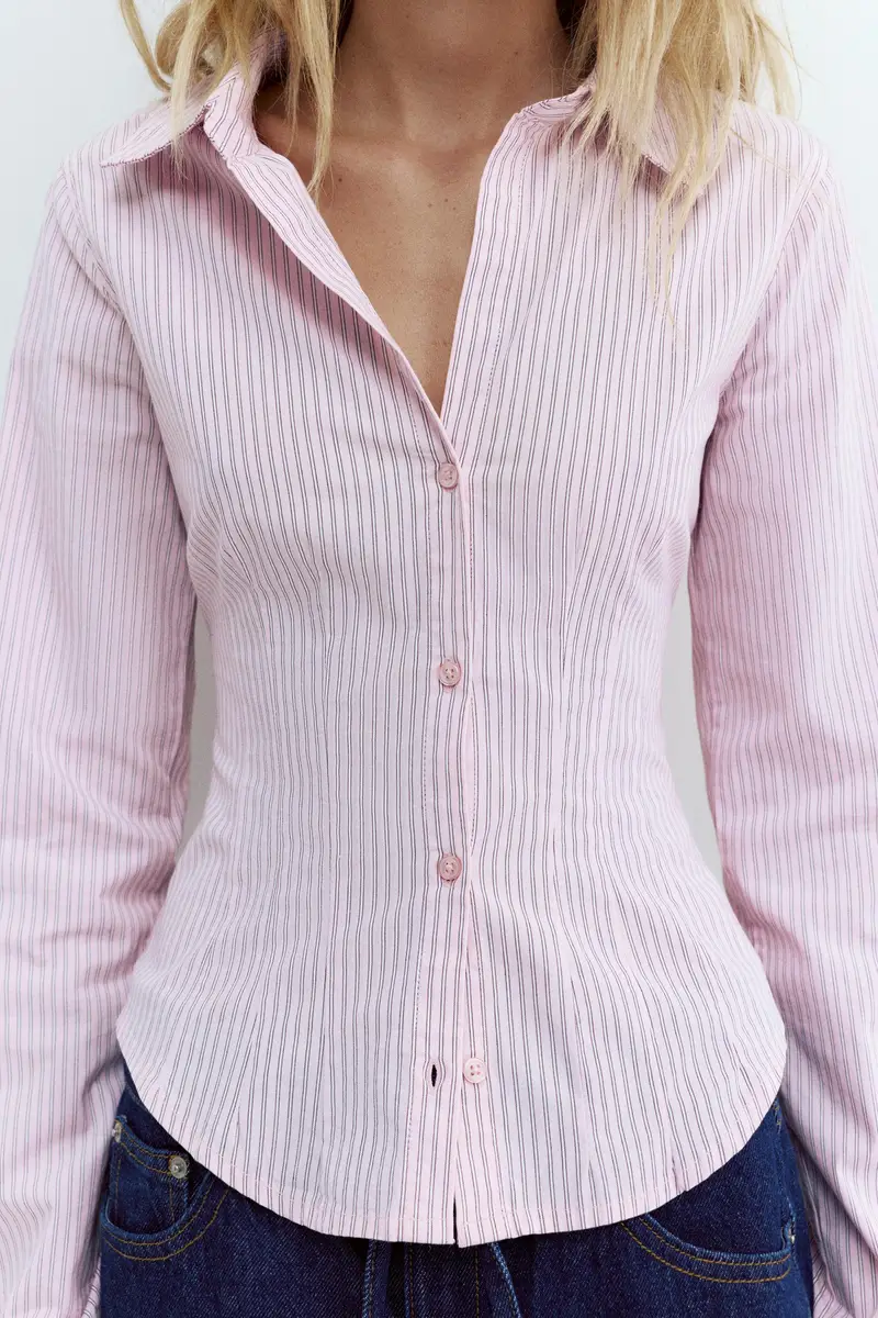 Camicia Sartoriale Con Pinces Rosa chiaro miniatura 3