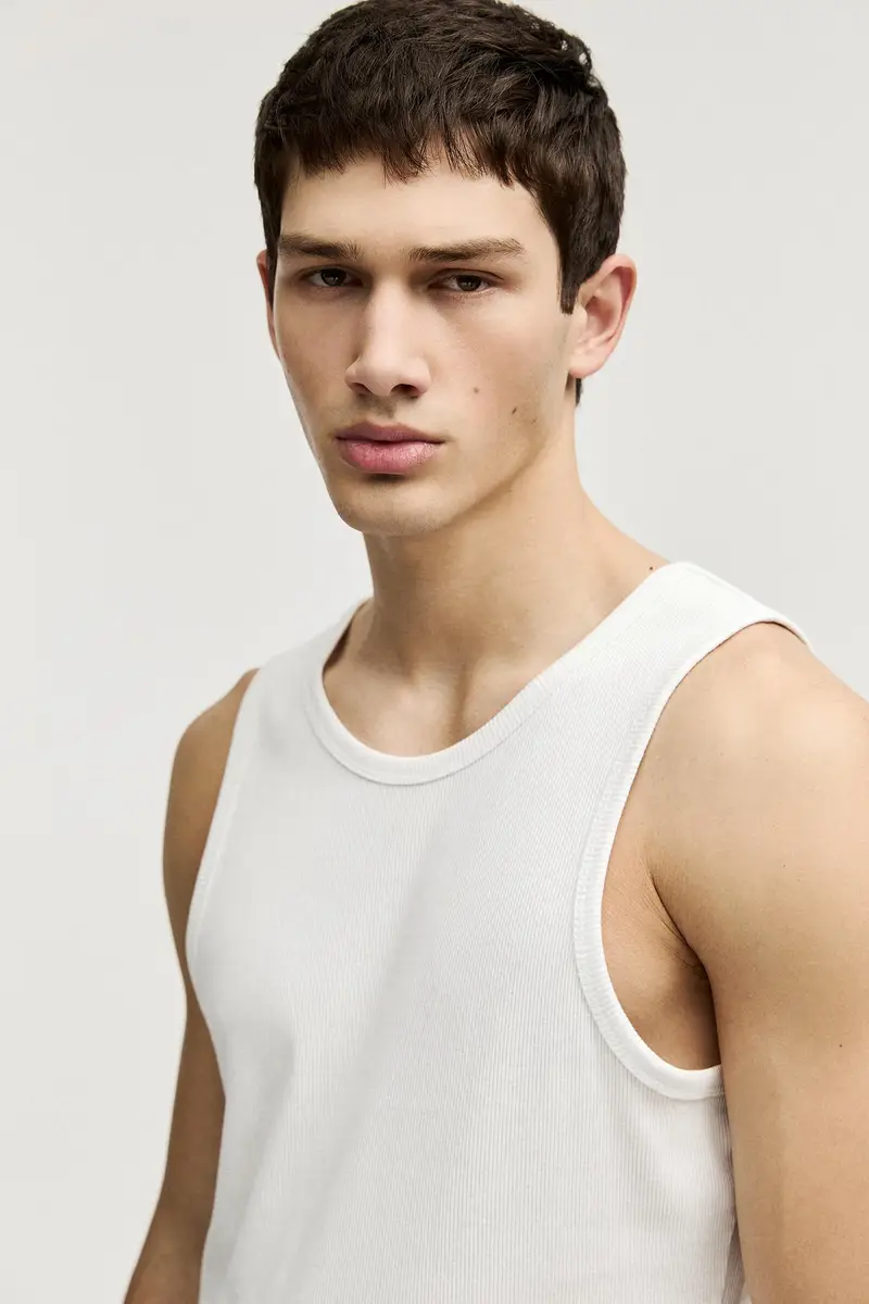 Pull&bear Canotta A Coste Bianca miniatura 3