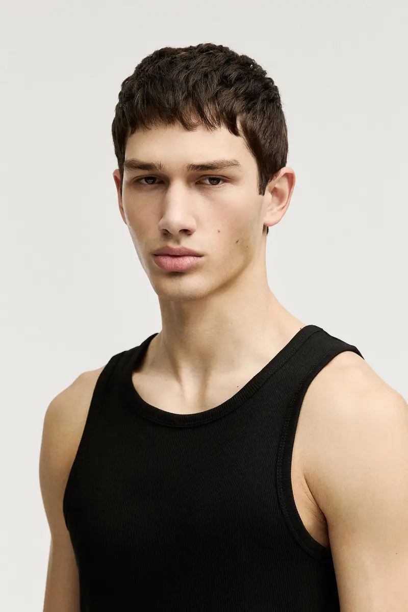 Canotta A Coste Nero miniatura 3