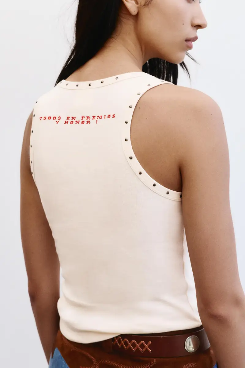 Canotta Borchie Montserrat Messeguer Beige miniatura 3