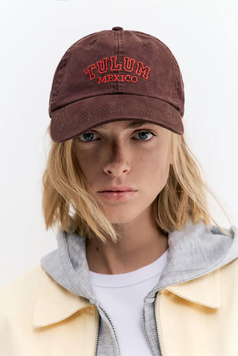 Cappellino Grafico Tulum Messico Marrone miniatura 2