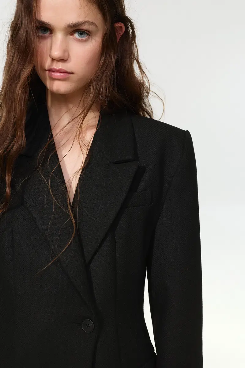 Cappotto Corto Attillato In Panno Nero miniatura 3