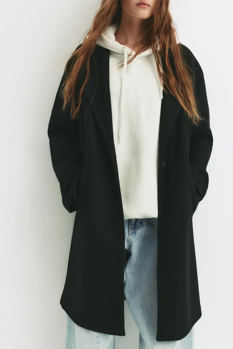 Cappotto In Panno Con Bottone Nero miniatura 3