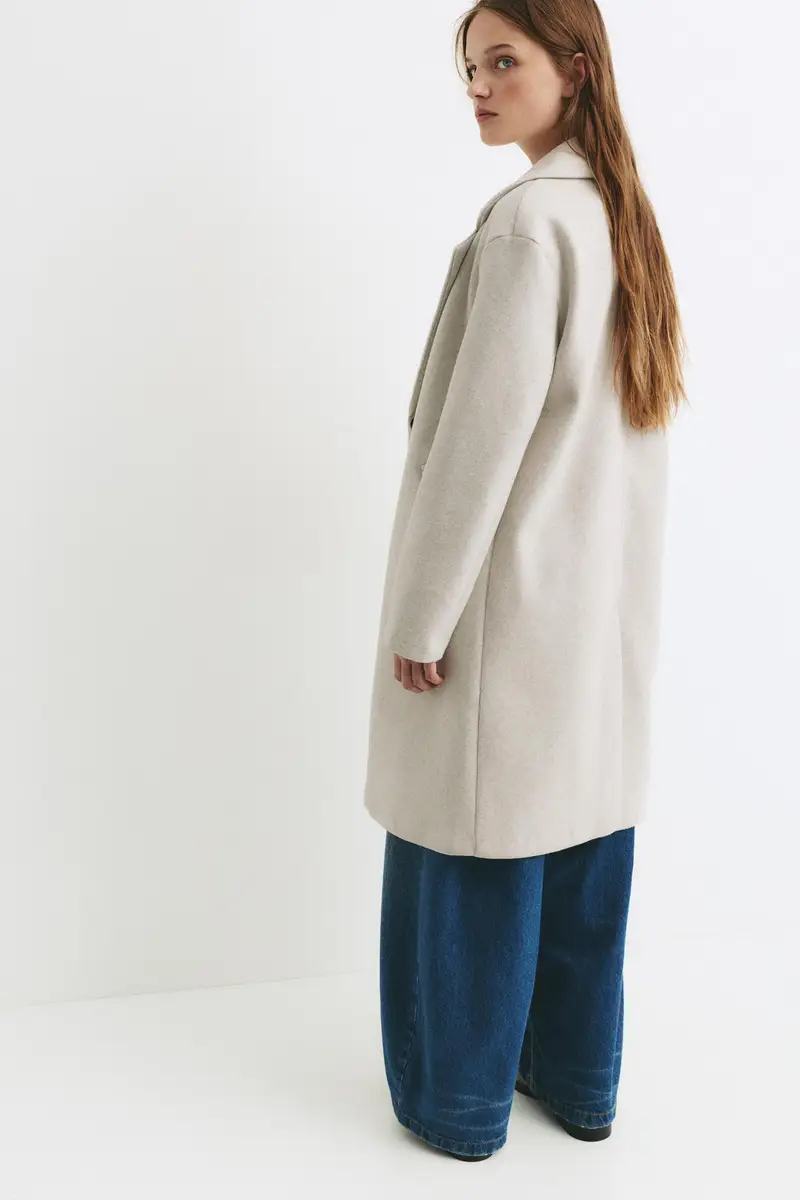 Cappotto In Stoffa Con Bottone Beige mélange miniatura 2