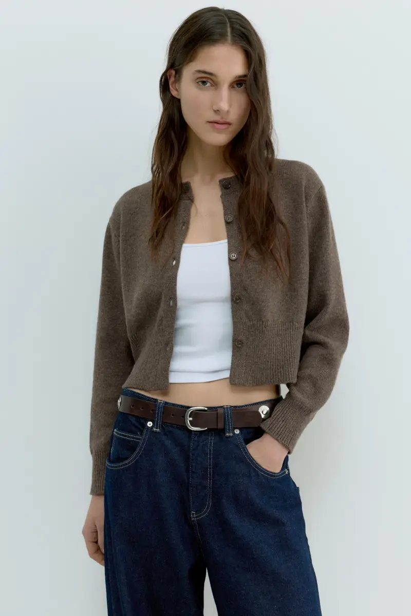 Pull&Bear Cardigan Marrone 4205876 miniatura 2