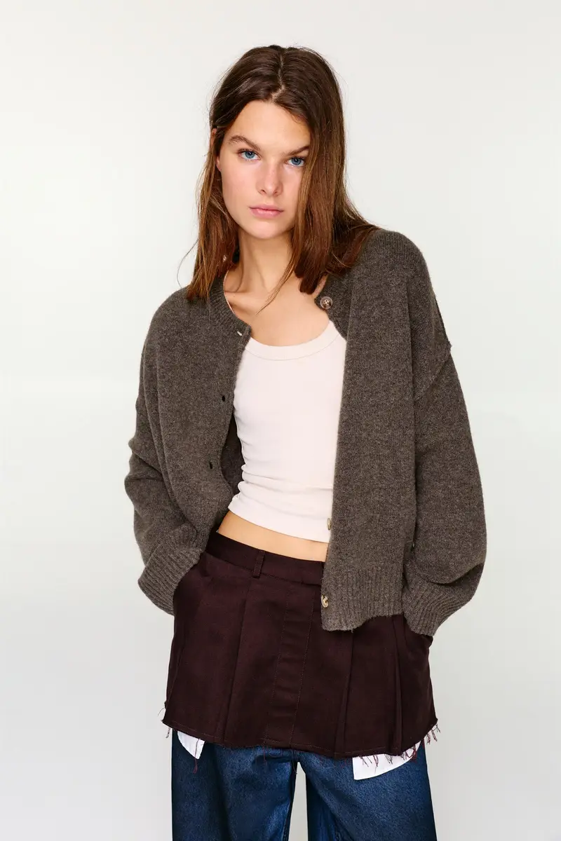 Pull&Bear Cardigan Marrone 3933981