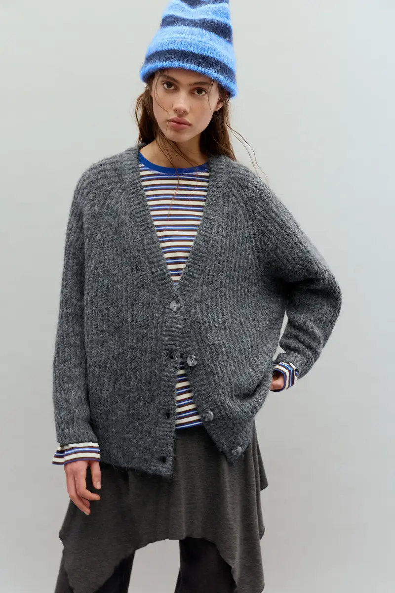Cardigan Punto Perlato Grigio antracite