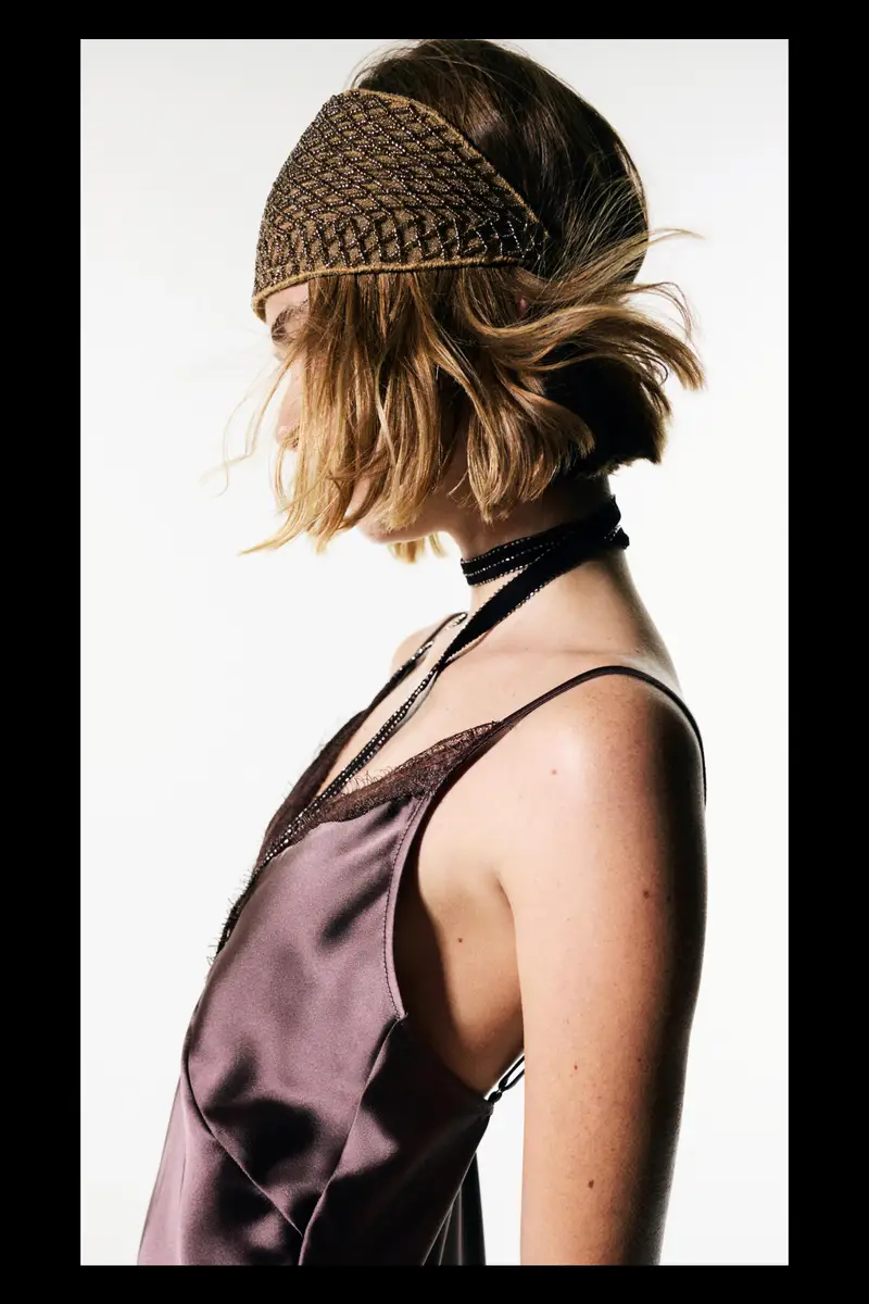 Cerchietto Con Perline Marrone miniatura 2