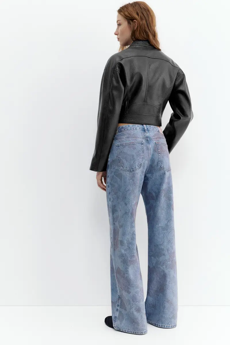 Chaqueta Biker Finta Pelle Nero miniatura 3