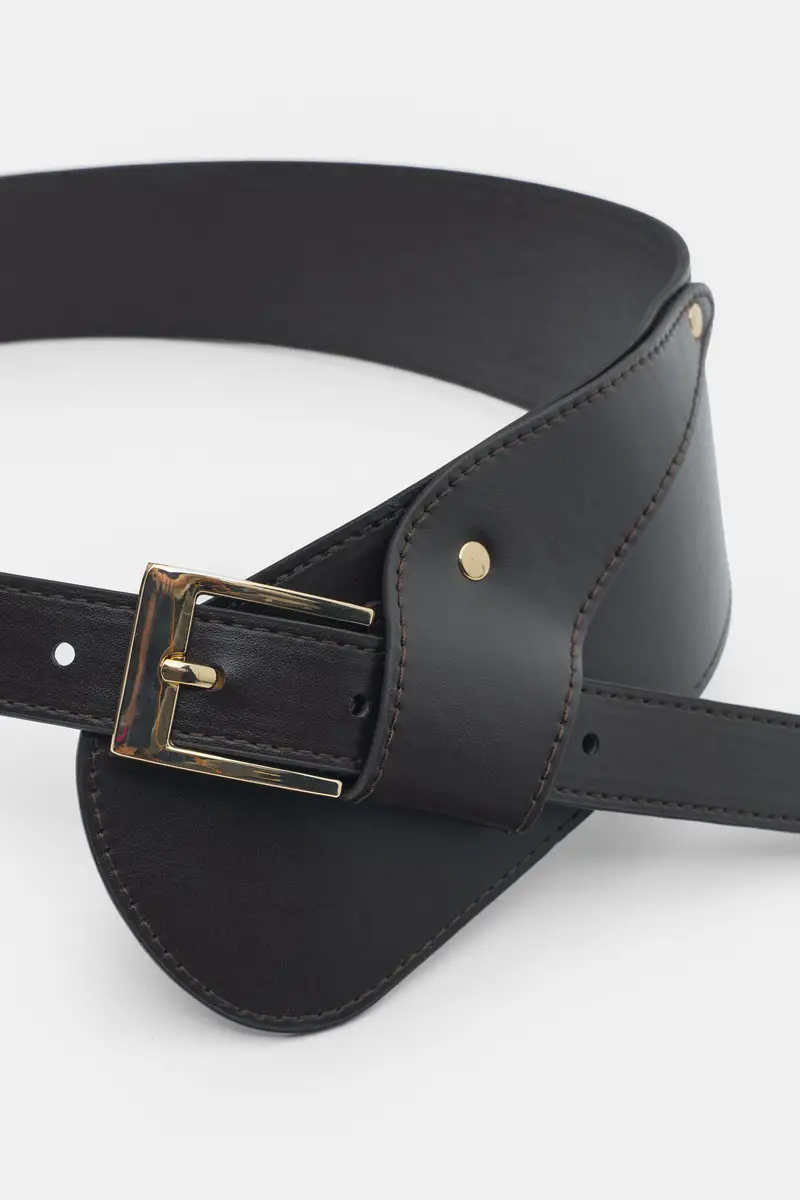 Cintura Ampia In Finta Pelle Cioccolato miniatura 2