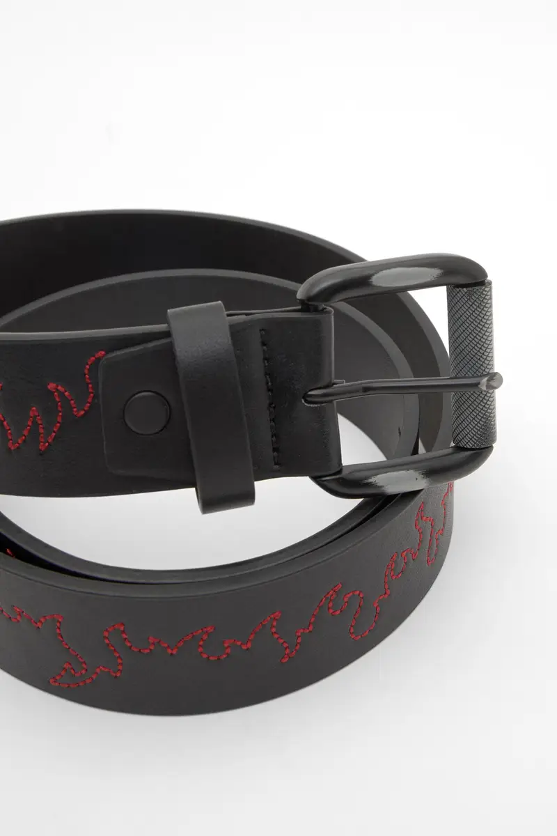 Cintura Con Fiamme Ricamate Nero miniatura 3