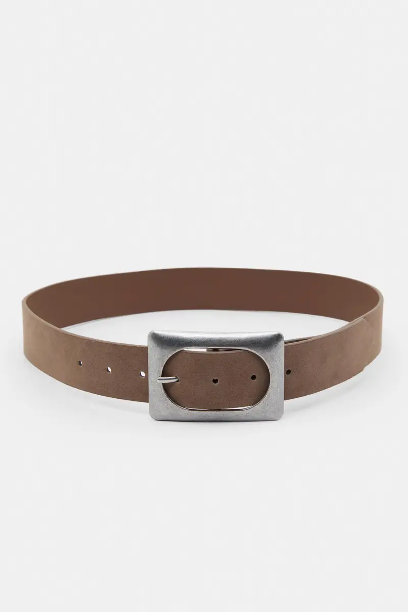 Cintura Con Fibbia Grande Marrone miniatura 3