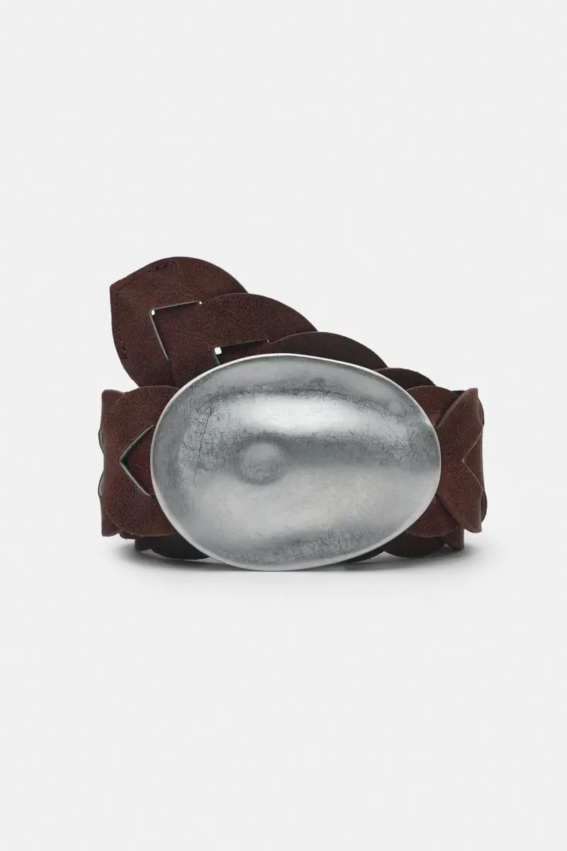 Cintura Con Fibbia Ovale Irregolare Marrone