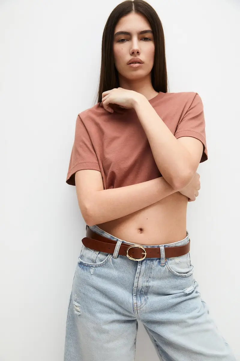 Cintura Con Fibbia Ovale Marrone miniatura 2