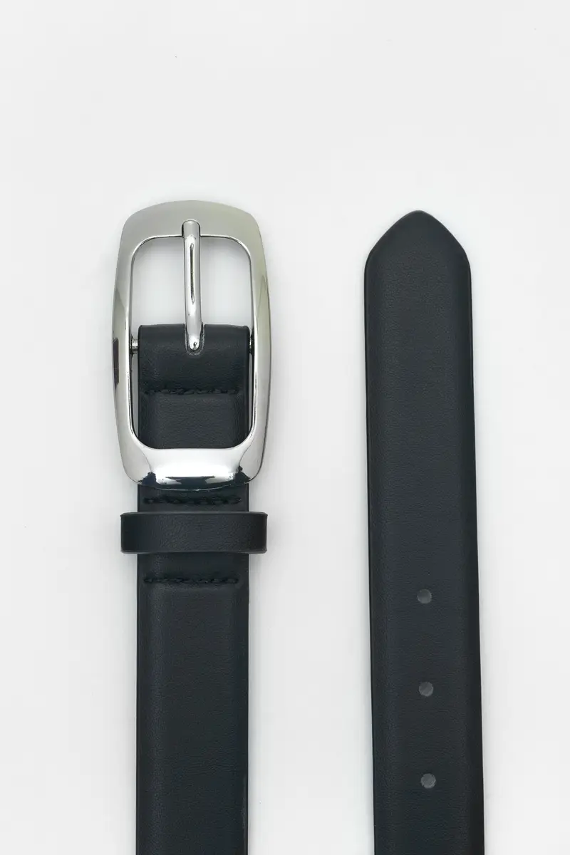 Cintura Con Fibbia Rettangolare Argento miniatura 3