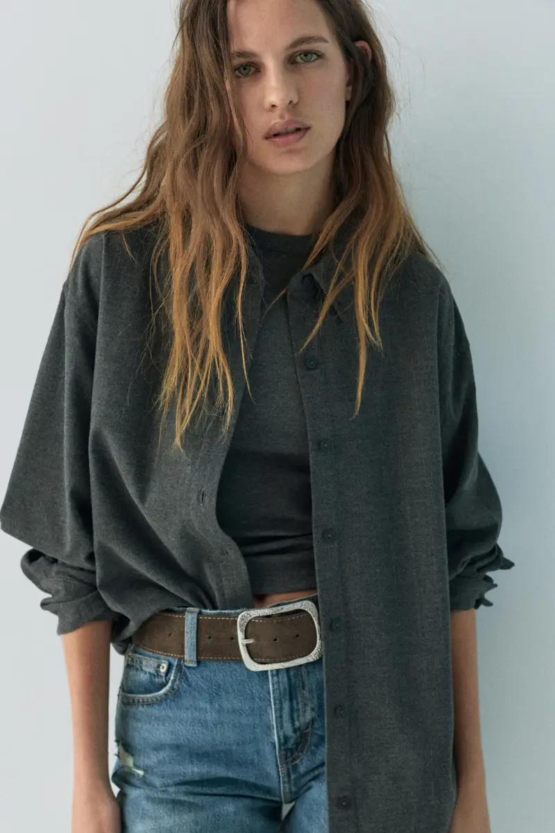 Cintura Con Fibbia Texturizzata Verde miniatura 2