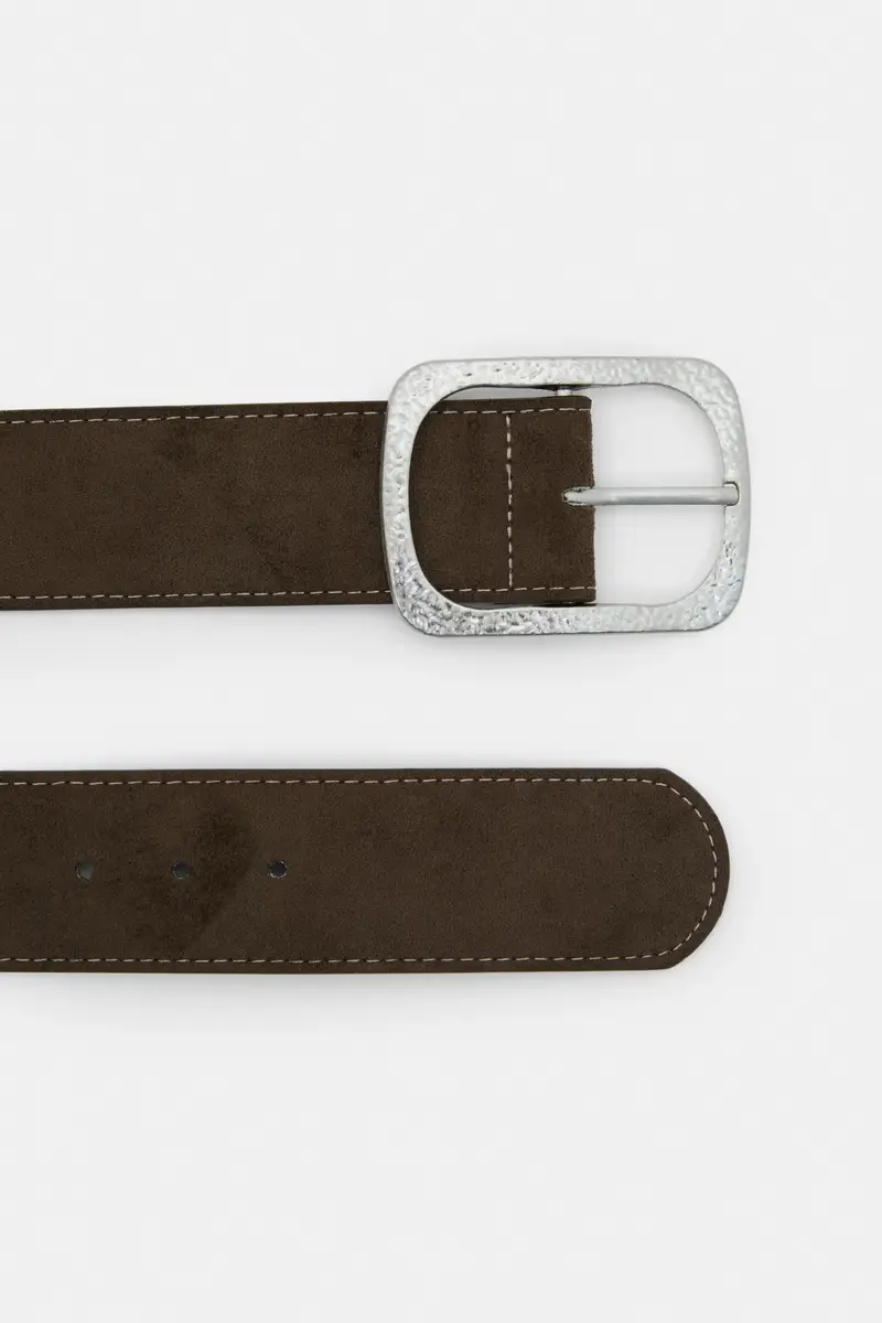 Cintura Con Fibbia Texturizzata Verde miniatura 3