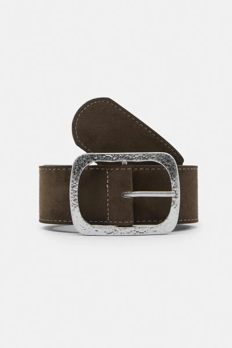 Cintura Con Fibbia Texturizzata Verde