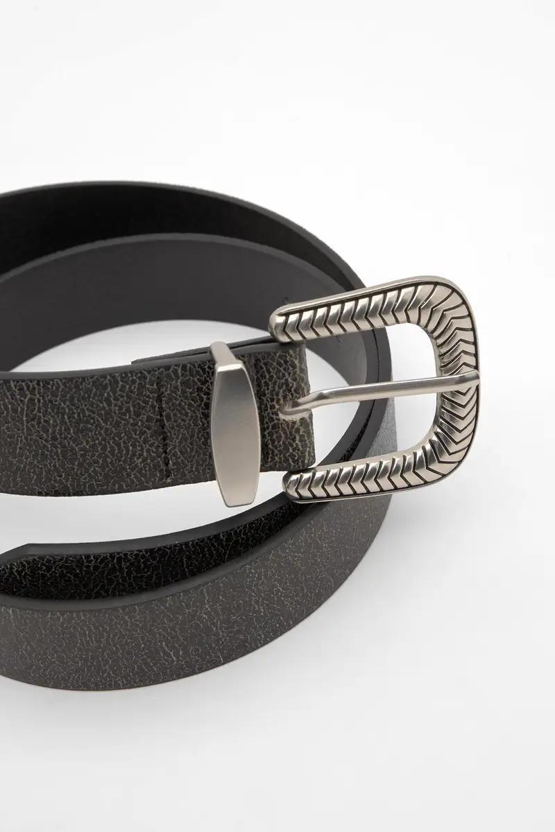 Cintura Cowboy Con Finitura Craquelé Nero miniatura 3