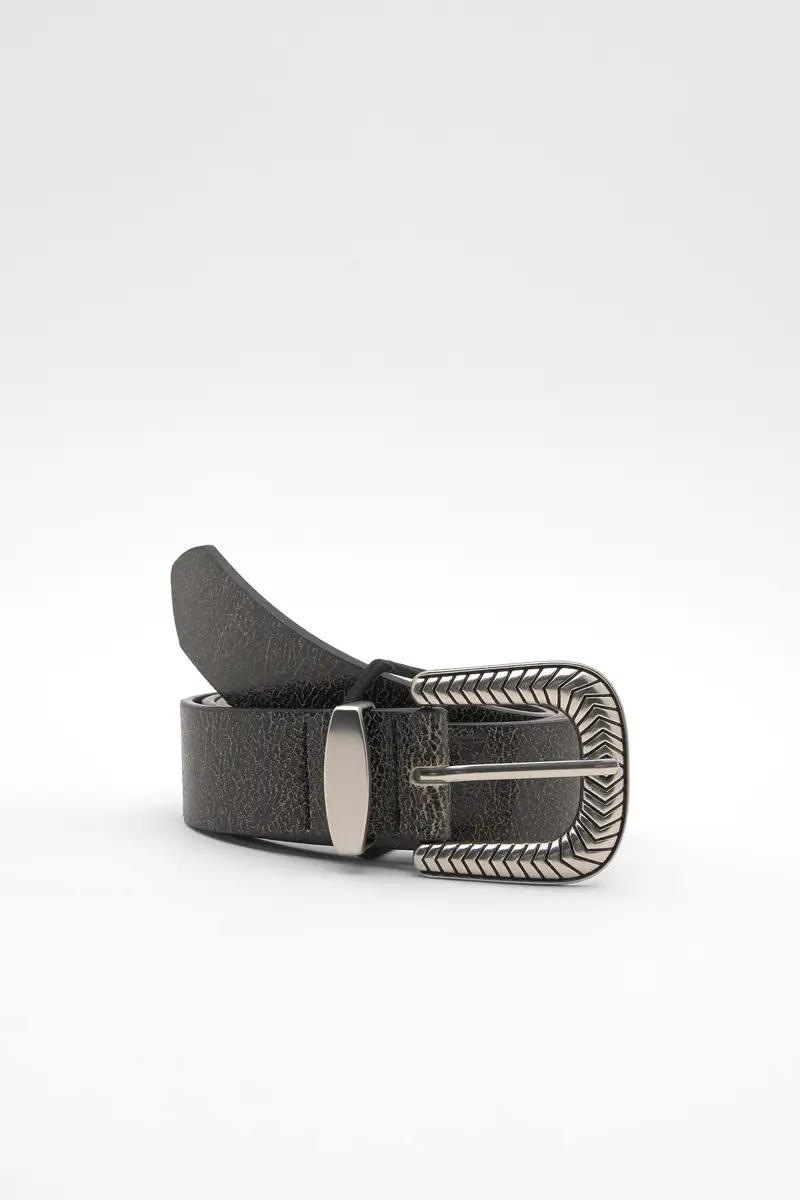 Cintura Cowboy Con Finitura Craquelé Nero