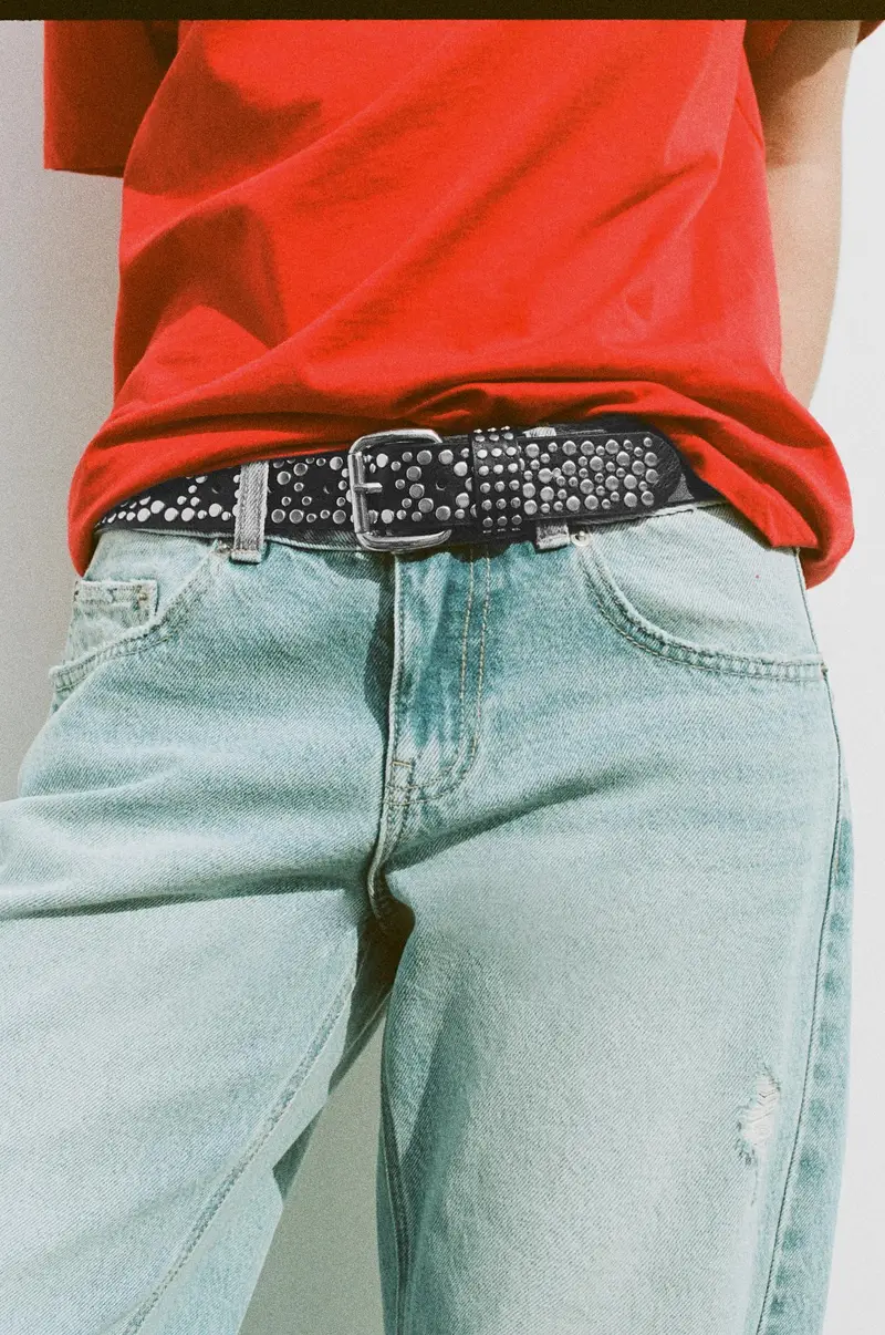 Cintura Effetto Pelle Borchie Nero miniatura 2