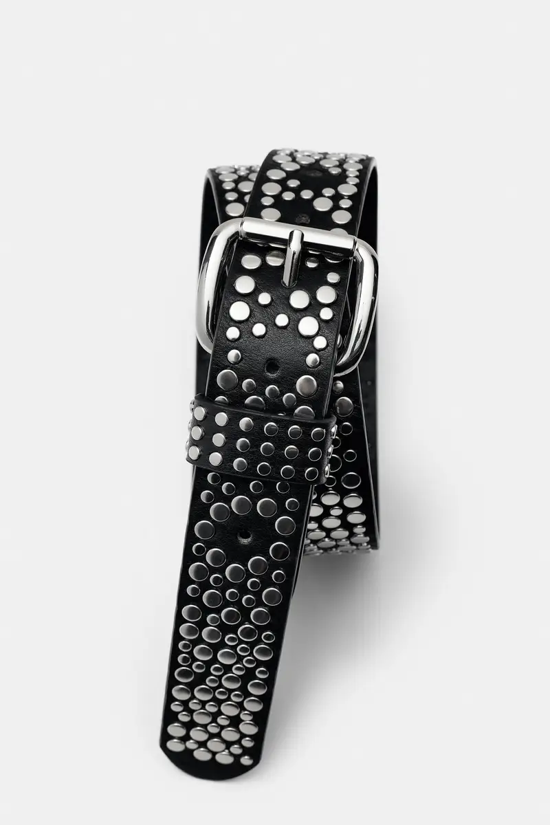 Cintura Effetto Pelle Borchie Nero miniatura 3