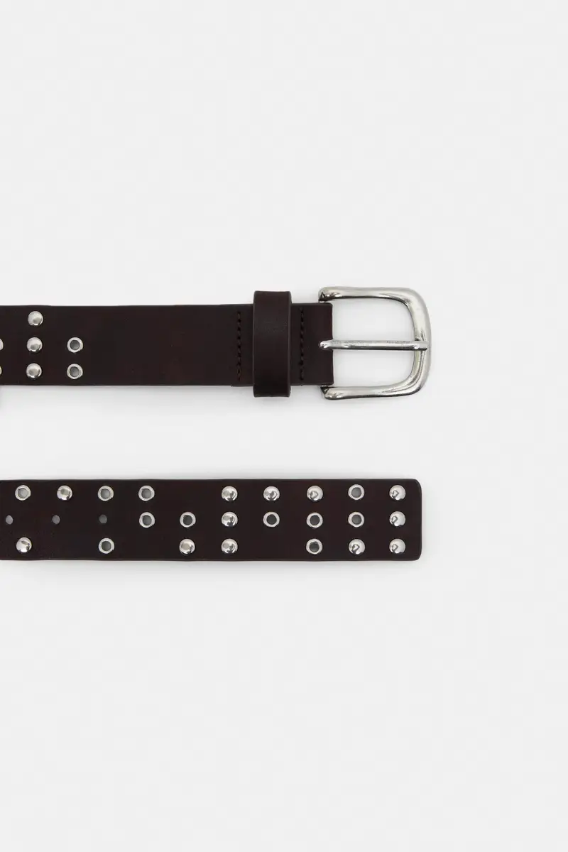 Cintura Finta Pelle Con Occhielli Marrone miniatura 3