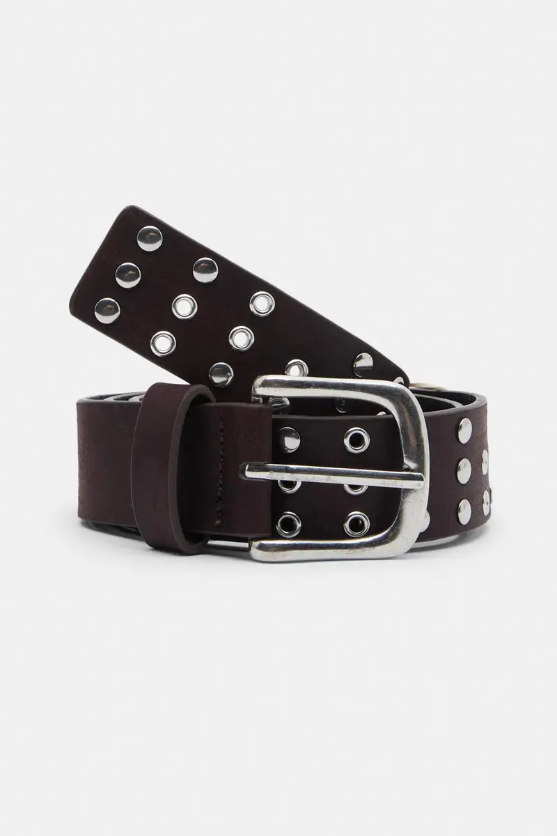 Cintura Finta Pelle Con Occhielli Marrone