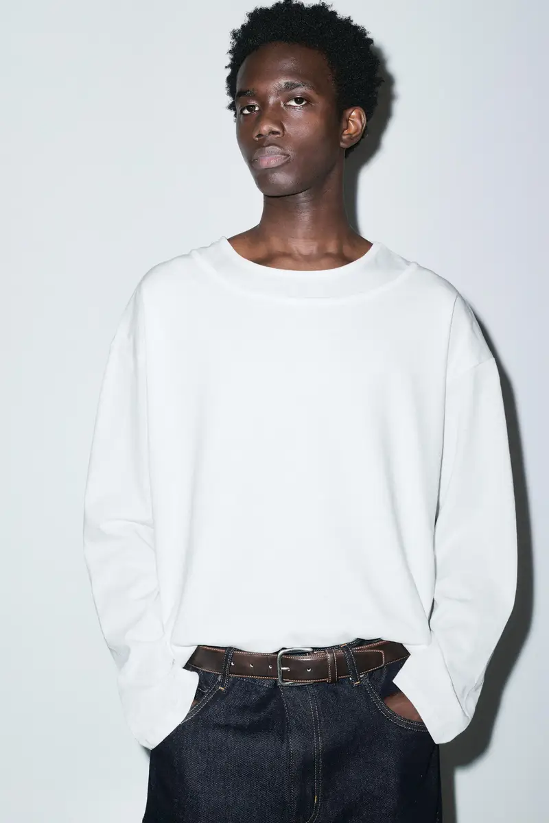 Cintura Finta Pelle Cuciture Marrone miniatura 2